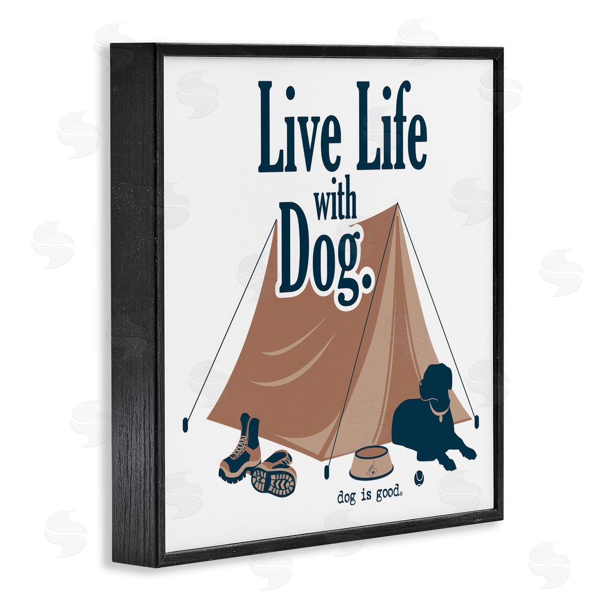 Dog Is Good Camping Life with Dog Black Framed Giclee Wall Art Print