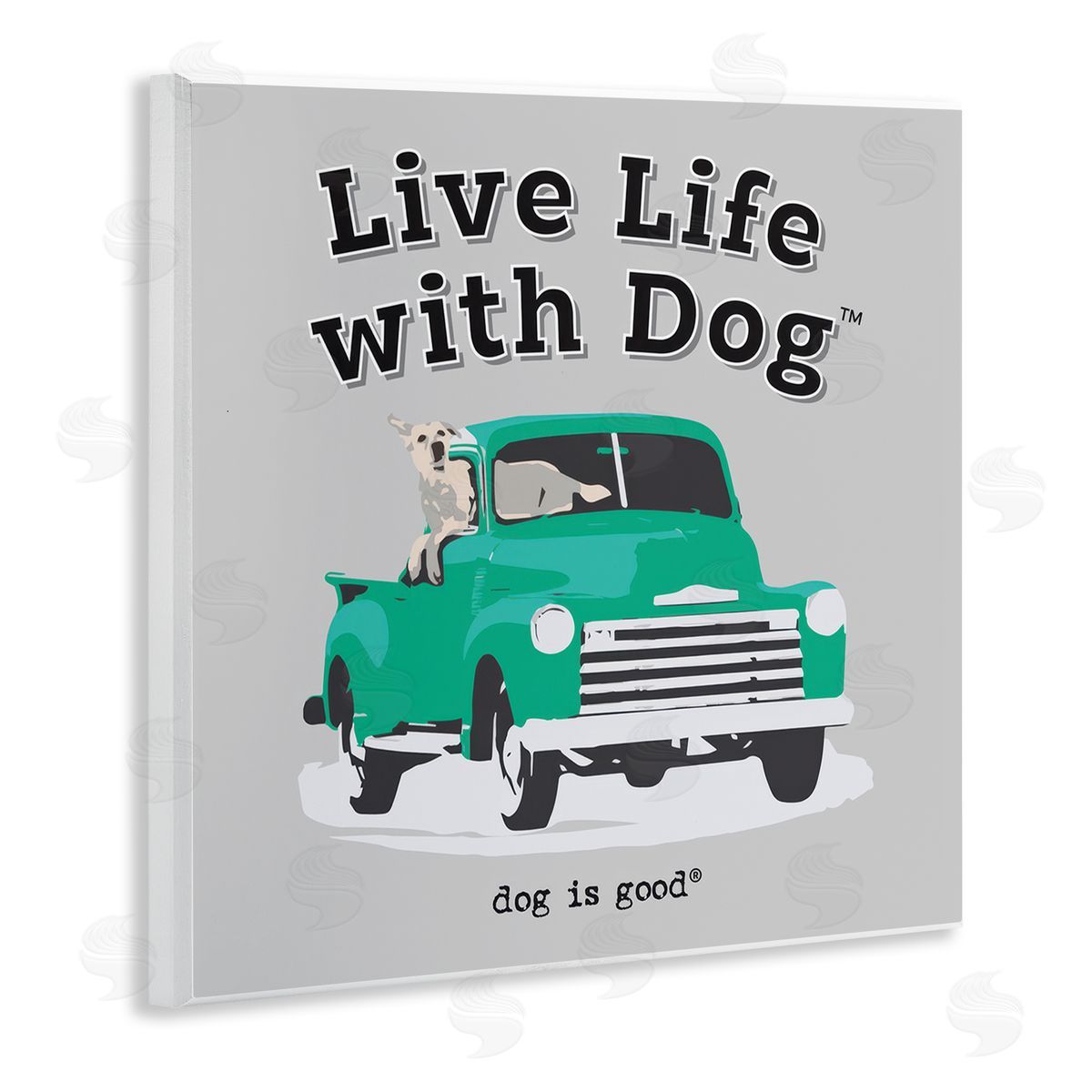 Dog Is Good Dog in Pickup Truck Wooden Wall Plaque Art Print