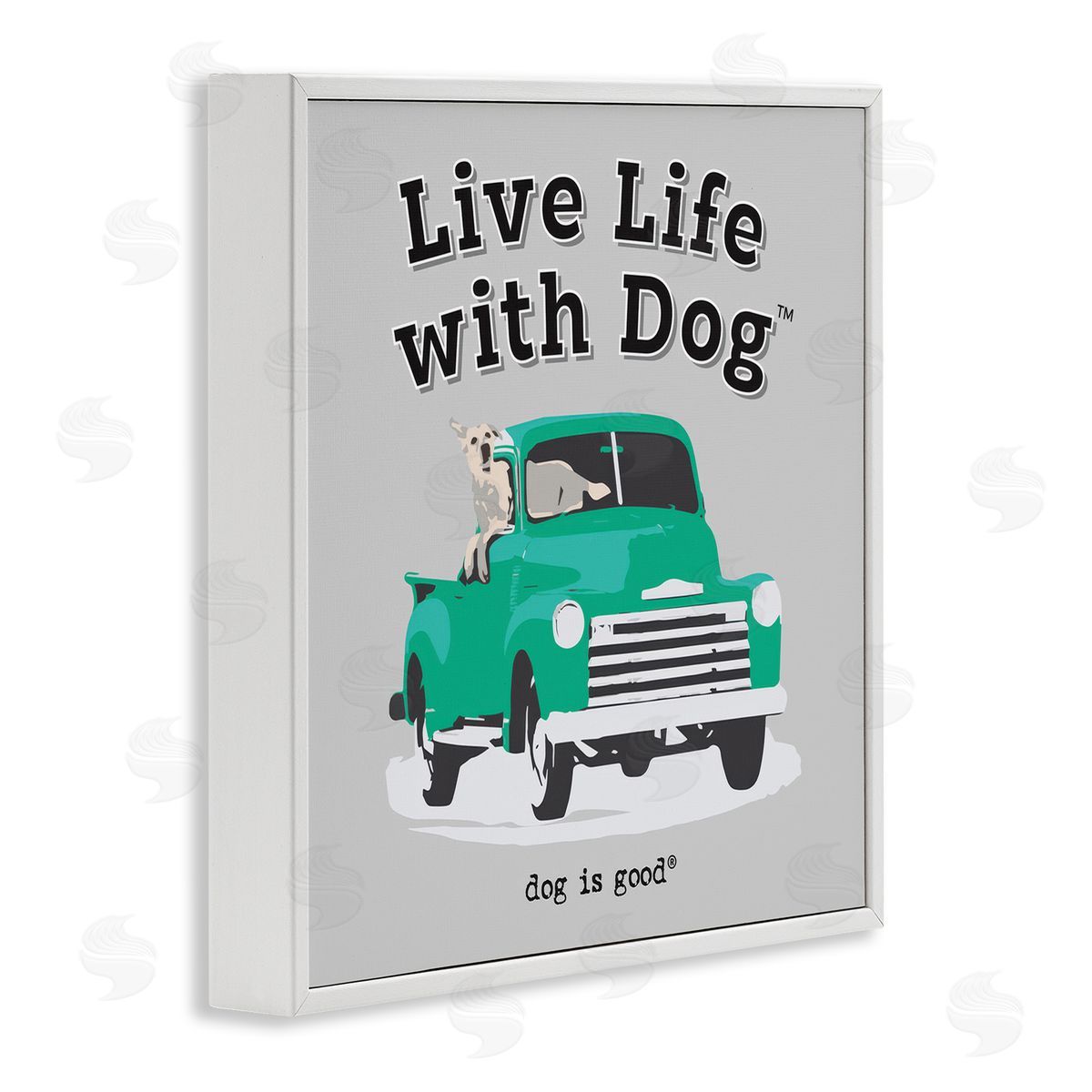 Dog Is Good Dog in Pickup Truck White Framed Giclee Wall Art Print
