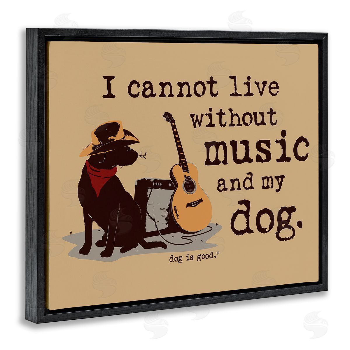 Dog Is Good Music & My Dog Black Floating Frame Canvas Wall Art Print