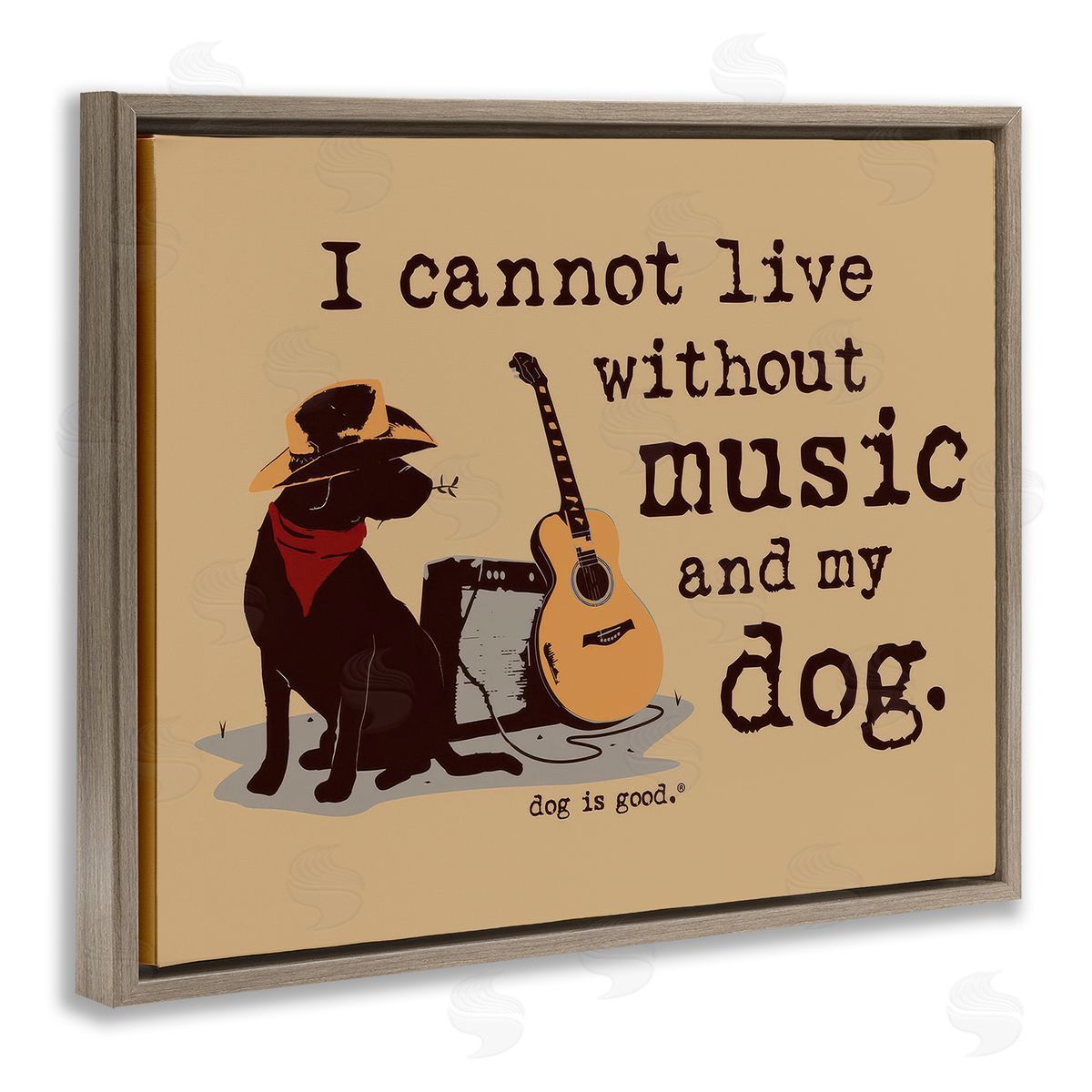 Dog Is Good Music & My Dog Brown Floating Frame Canvas Wall Art Print