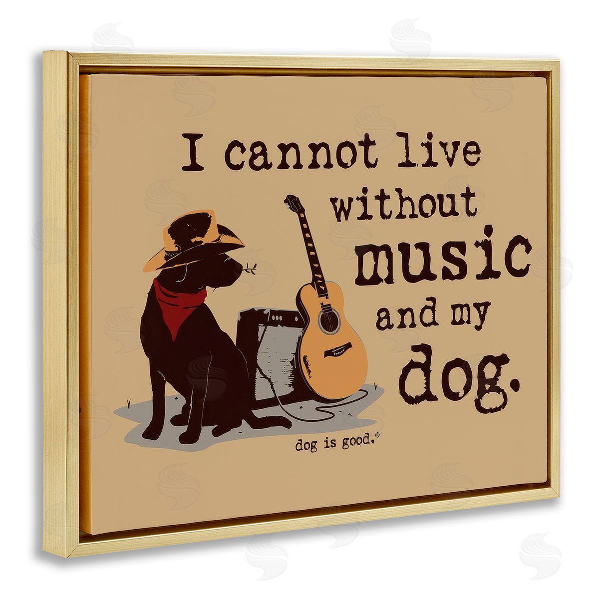 Dog Is Good Music & My Dog Gold Floating Frame Canvas Wall Art Print