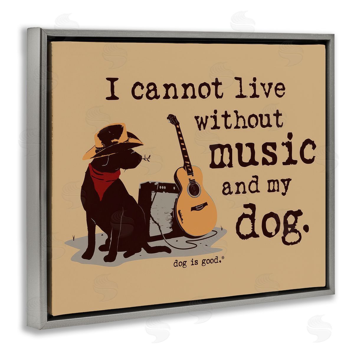 Dog Is Good Music & My Dog Gray Floating Frame Canvas Wall Art Print