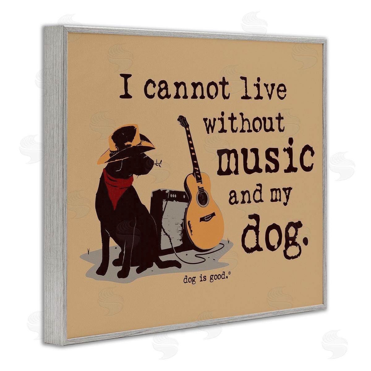Dog Is Good Music & My Dog Gray Framed Giclee Wall Art Print