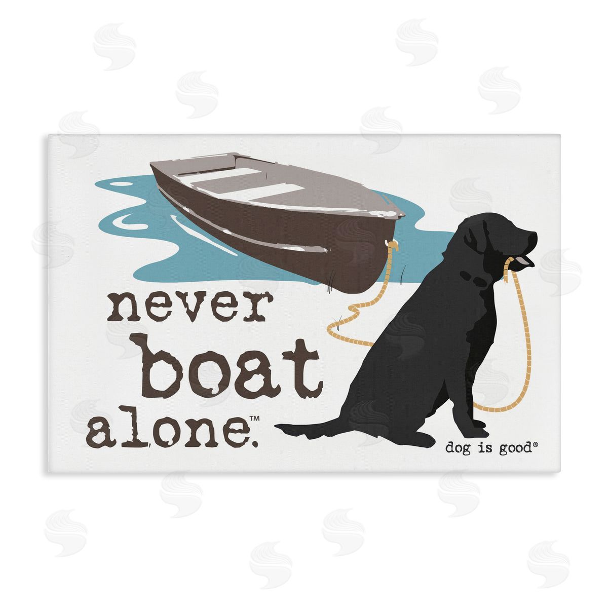 Dog Is Good Never Boat Alone Dog Canvas Wall Art Print