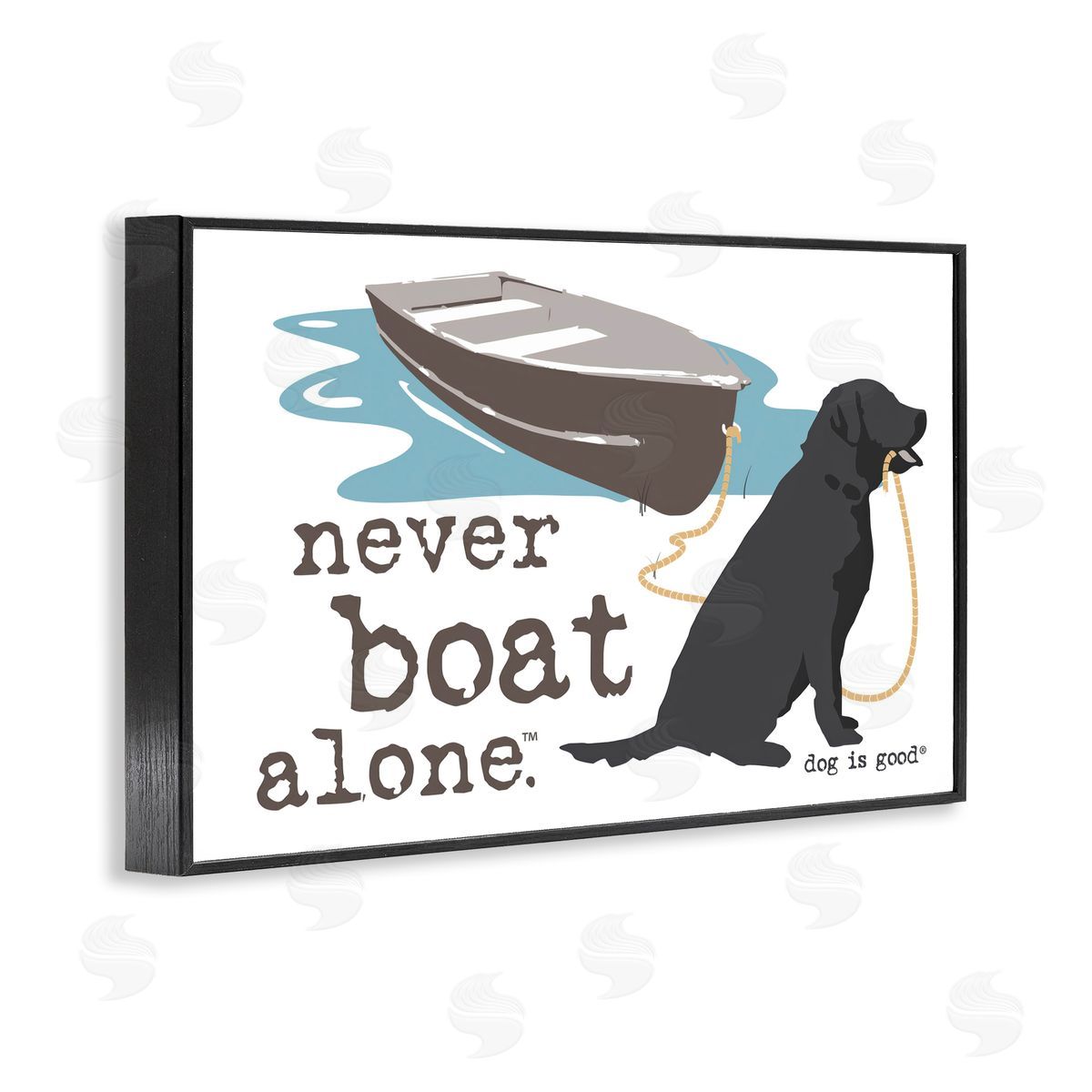 Dog Is Good Never Boat Alone Dog Black Framed Giclee Wall Art Print