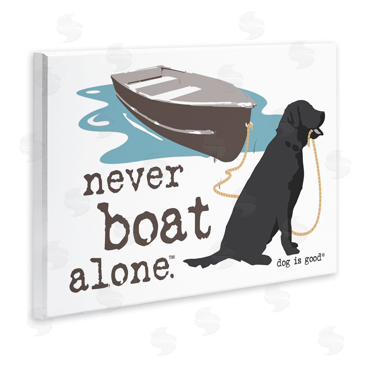 Dog Is Good Never Boat Alone Dog Wooden Wall Plaque Art Print