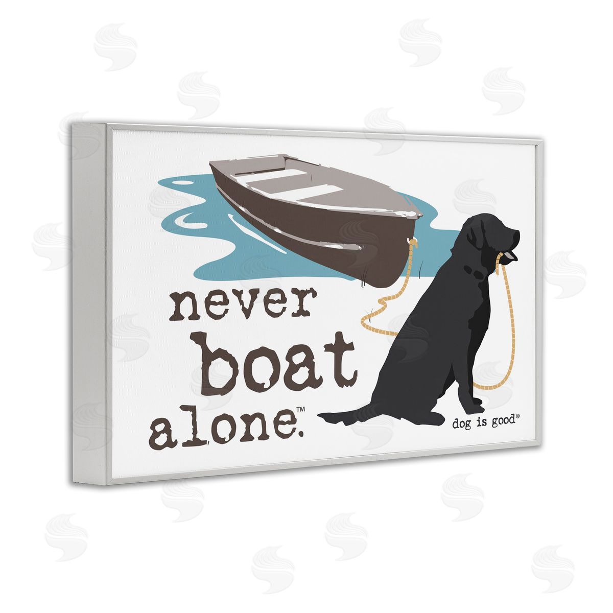 Dog Is Good Never Boat Alone Dog White Framed Giclee Wall Art Print
