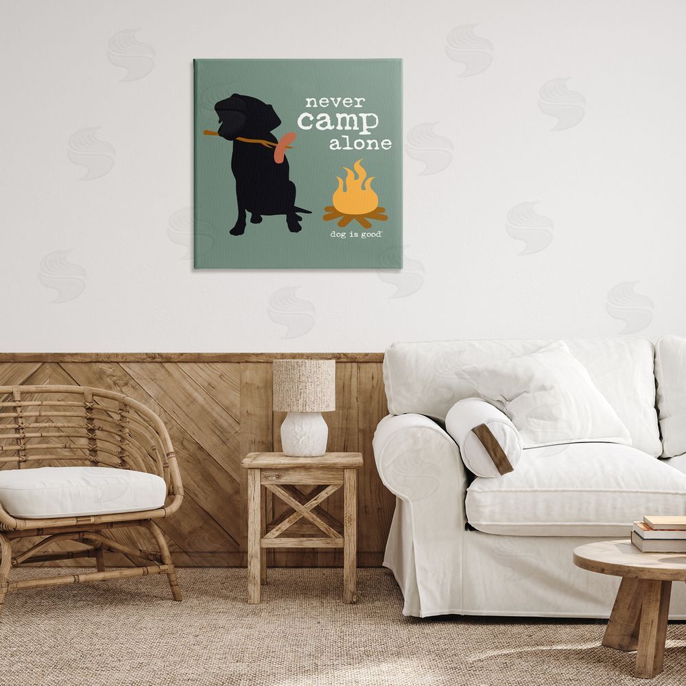 Dog Is Good Never Camp Alone Dog Canvas Wall Art Print in Room