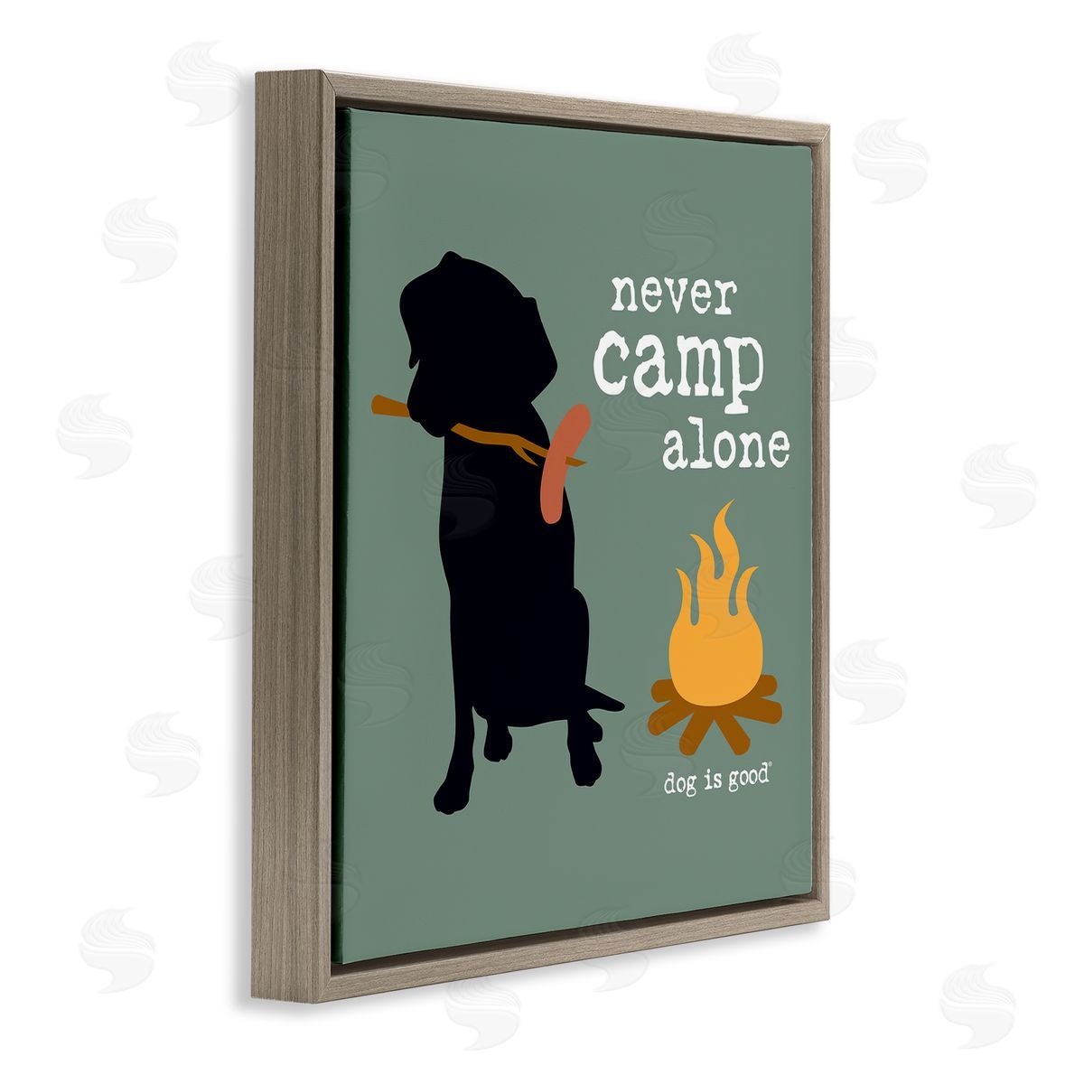 Dog Is Good Never Camp Alone Dog Brown Floating Frame Canvas Wall Art Print