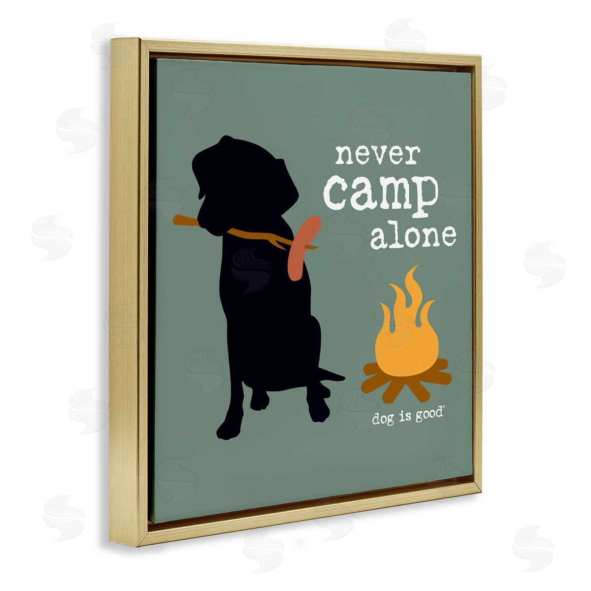 Dog Is Good Never Camp Alone Dog Gold Floating Frame Canvas Wall Art Print