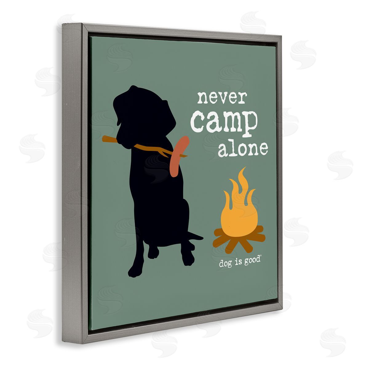 Dog Is Good Never Camp Alone Dog Gray Floating Frame Canvas Wall Art Print