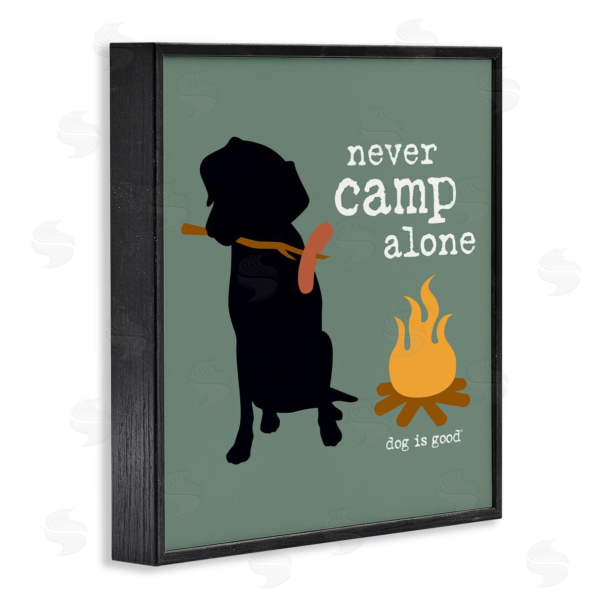 Dog Is Good Never Camp Alone Dog Black Framed Giclee Wall Art Print
