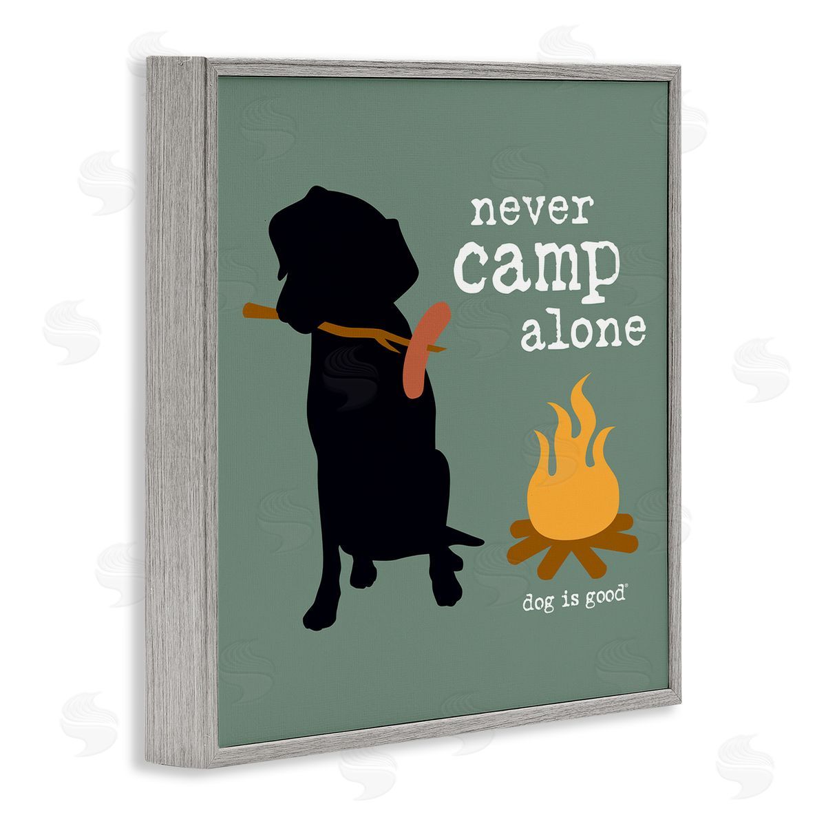 Dog Is Good Never Camp Alone Dog Gray Framed Giclee Wall Art Print