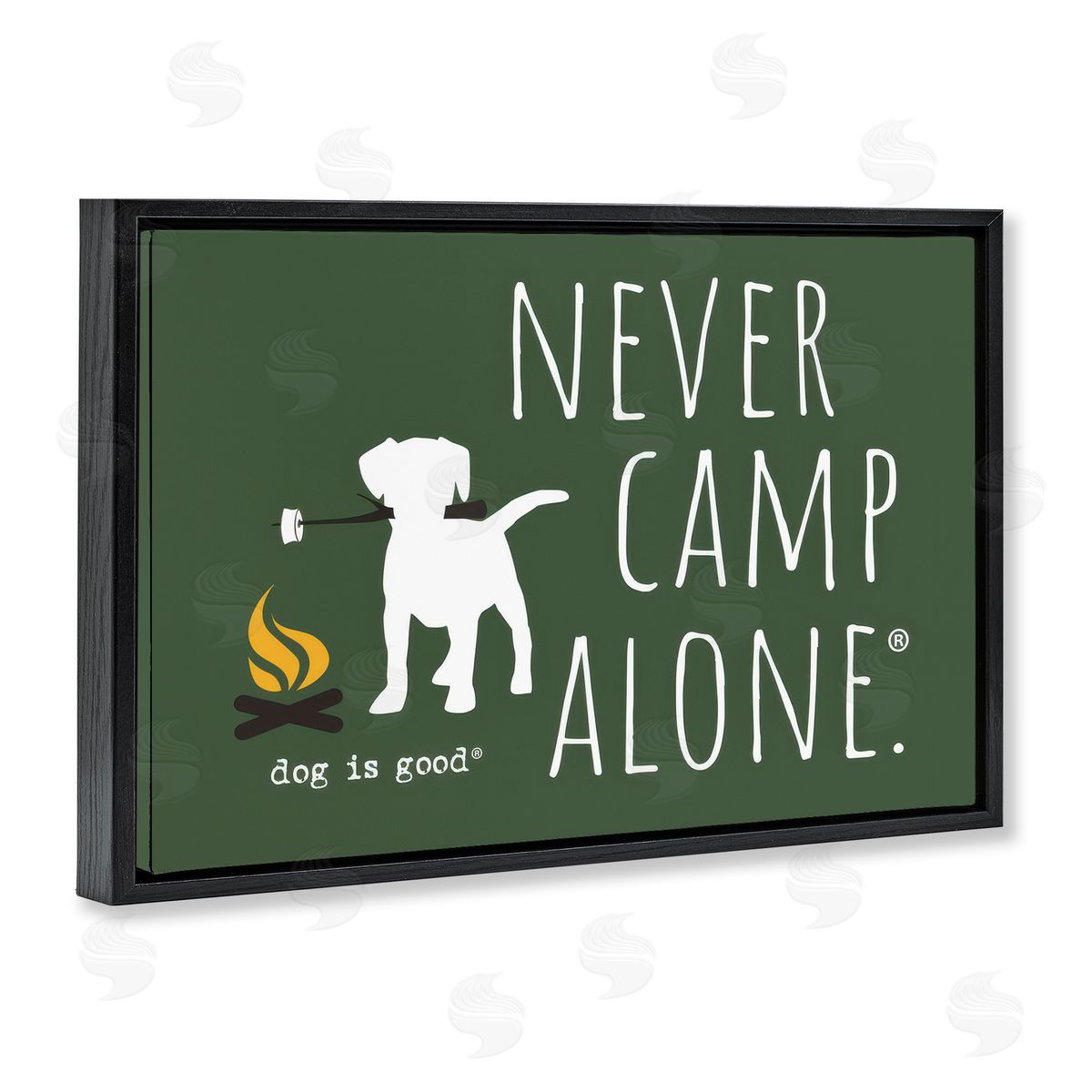 Dog Is Good Never Camp Alone Black Floating Frame Canvas Wall Art Print