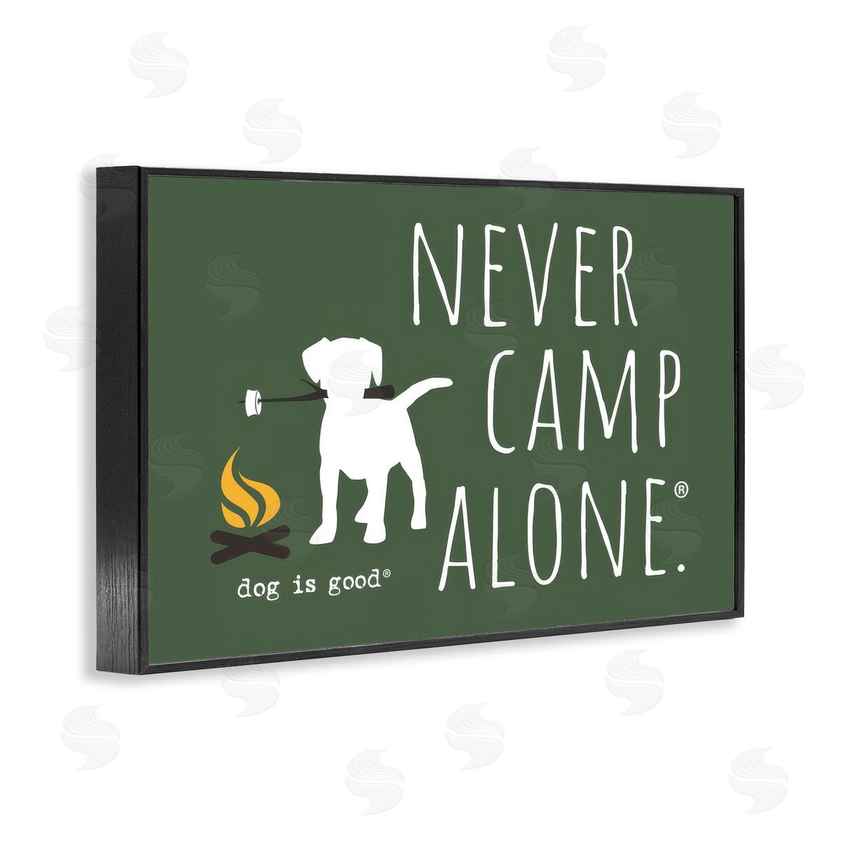 Dog Is Good Never Camp Alone Black Framed Giclee Wall Art Print