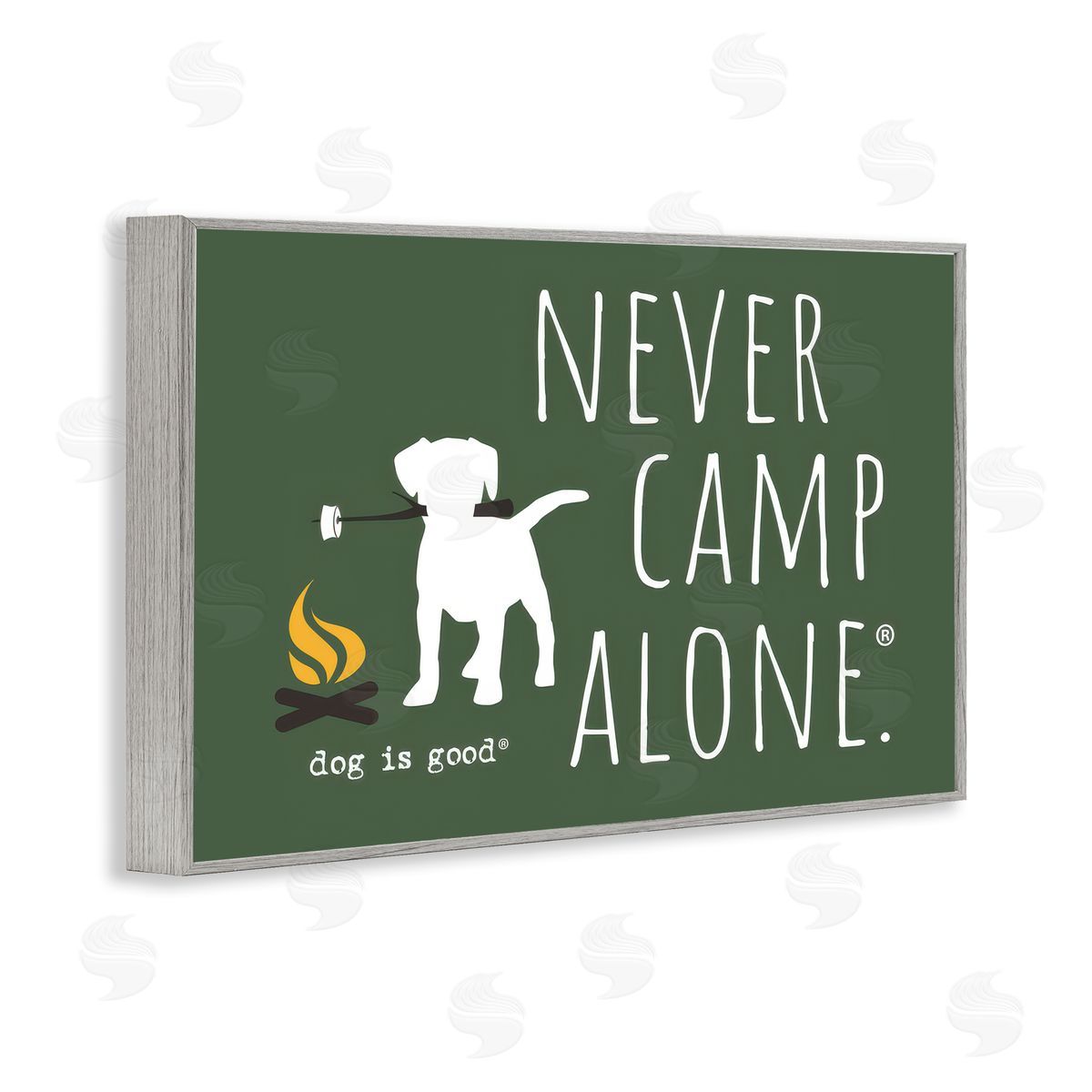 Dog Is Good Never Camp Alone Gray Framed Giclee Wall Art Print