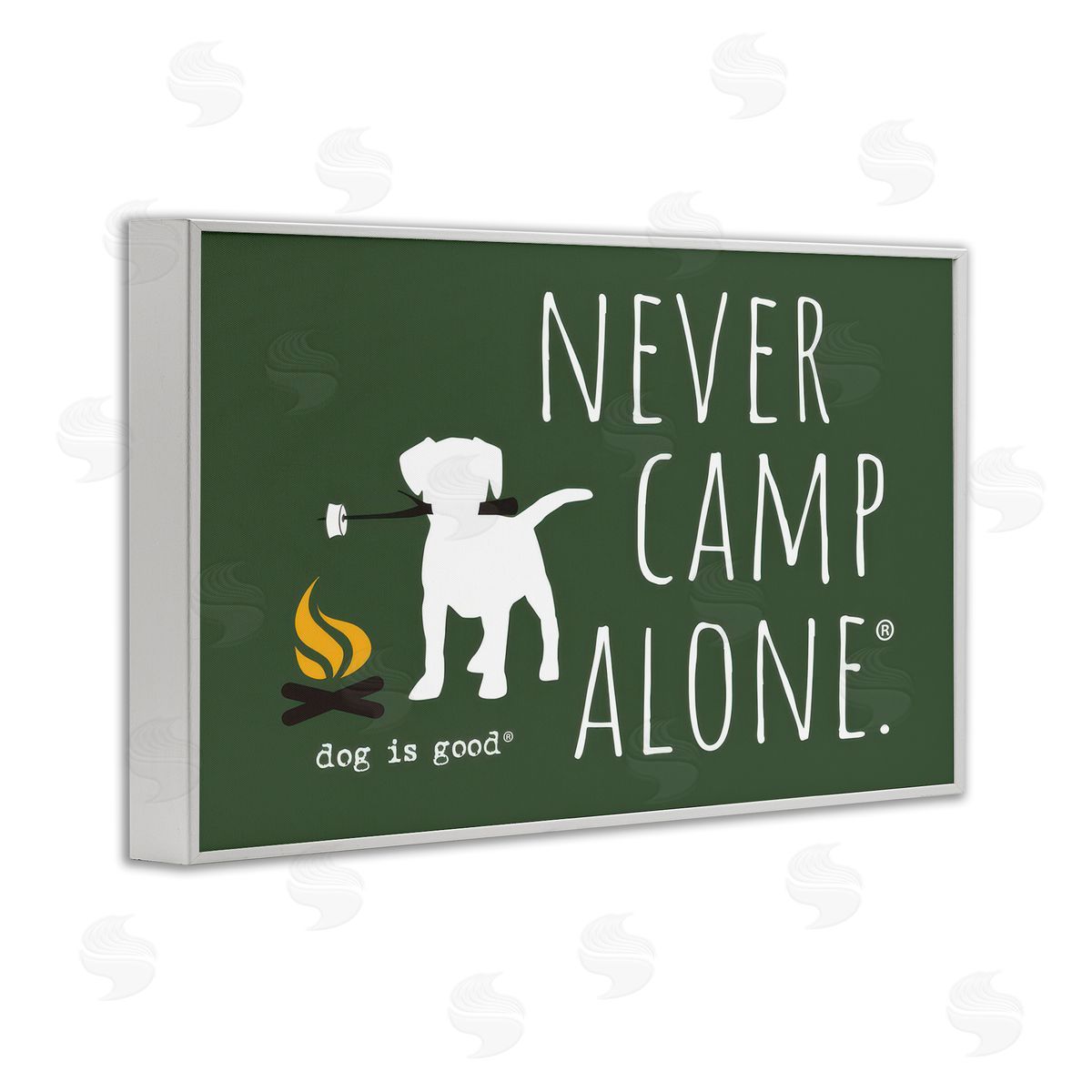 Dog Is Good Never Camp Alone White Framed Giclee Wall Art Print