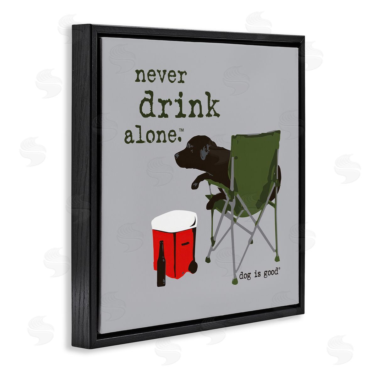 Dog Is Good Never Drink Alone Dog Black Floating Frame Canvas Wall Art Print