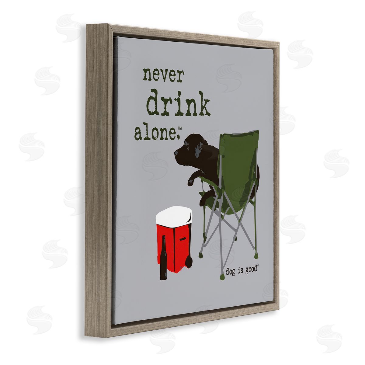 Dog Is Good Never Drink Alone Dog Brown Floating Frame Canvas Wall Art Print