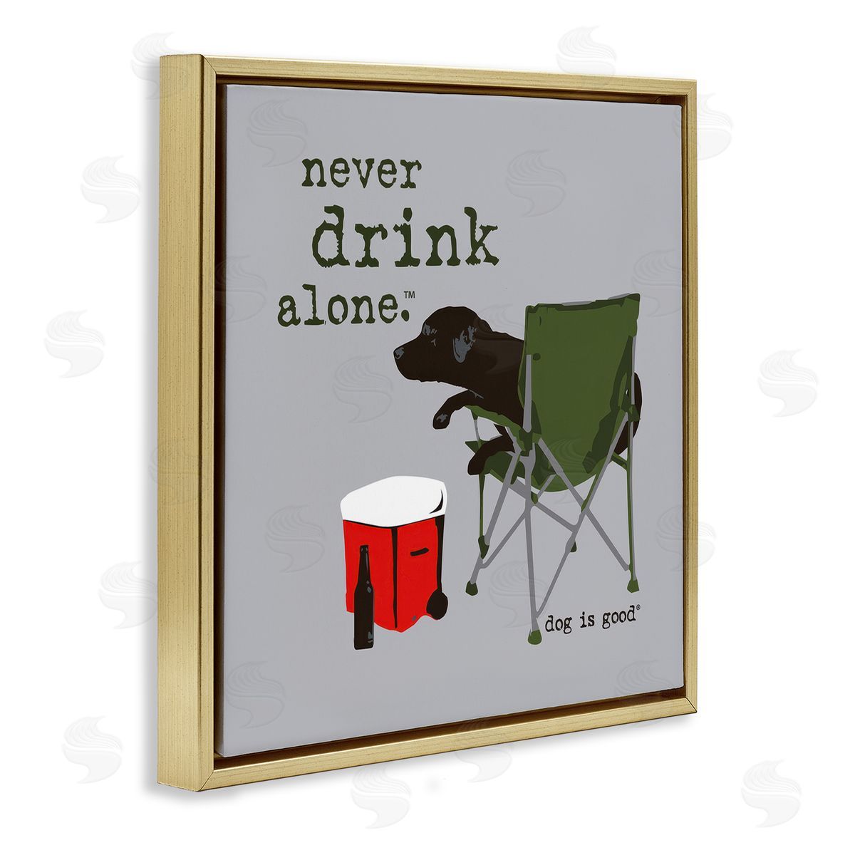 Dog Is Good Never Drink Alone Dog Gold Floating Frame Canvas Wall Art Print