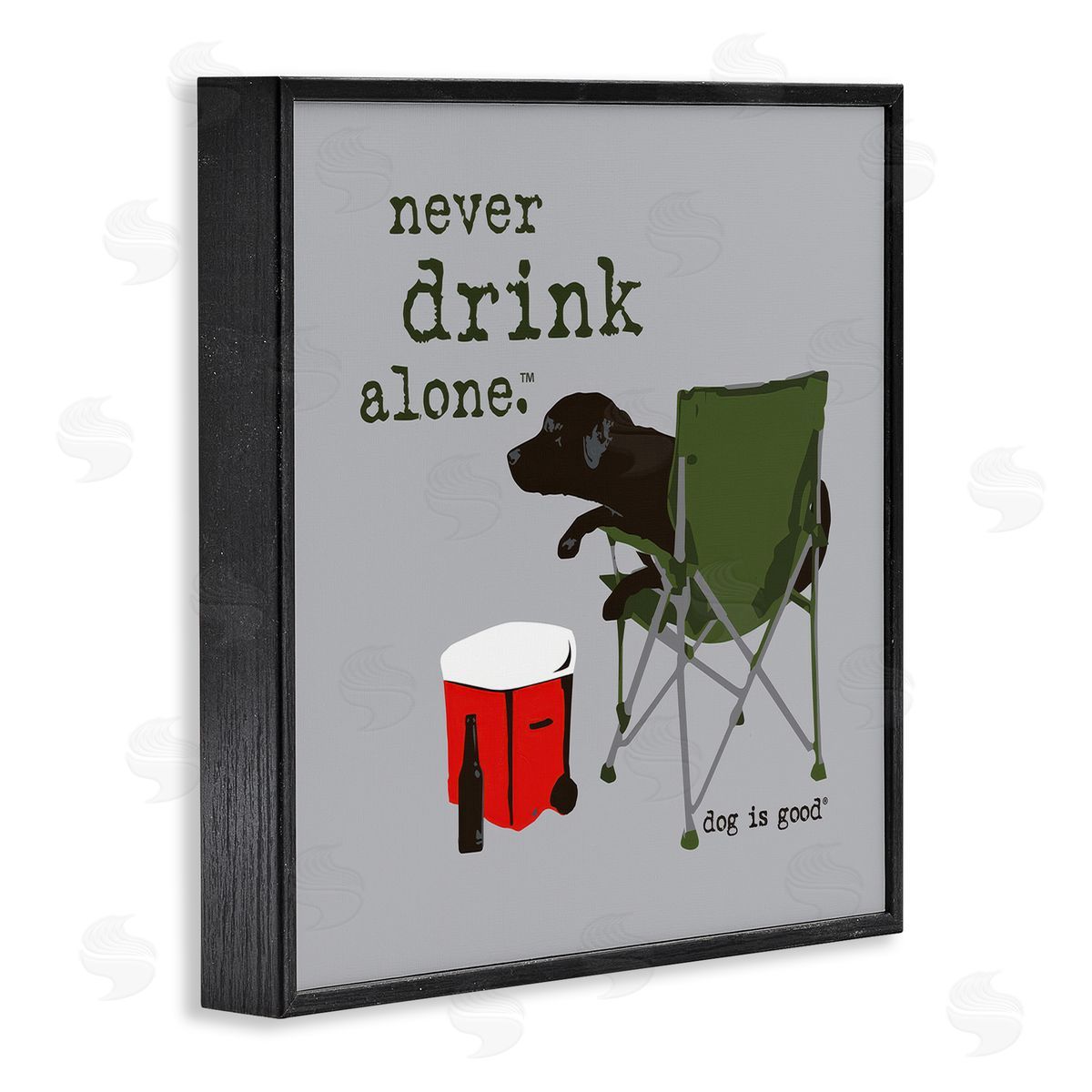 Dog Is Good Never Drink Alone Dog Black Framed Giclee Wall Art Print