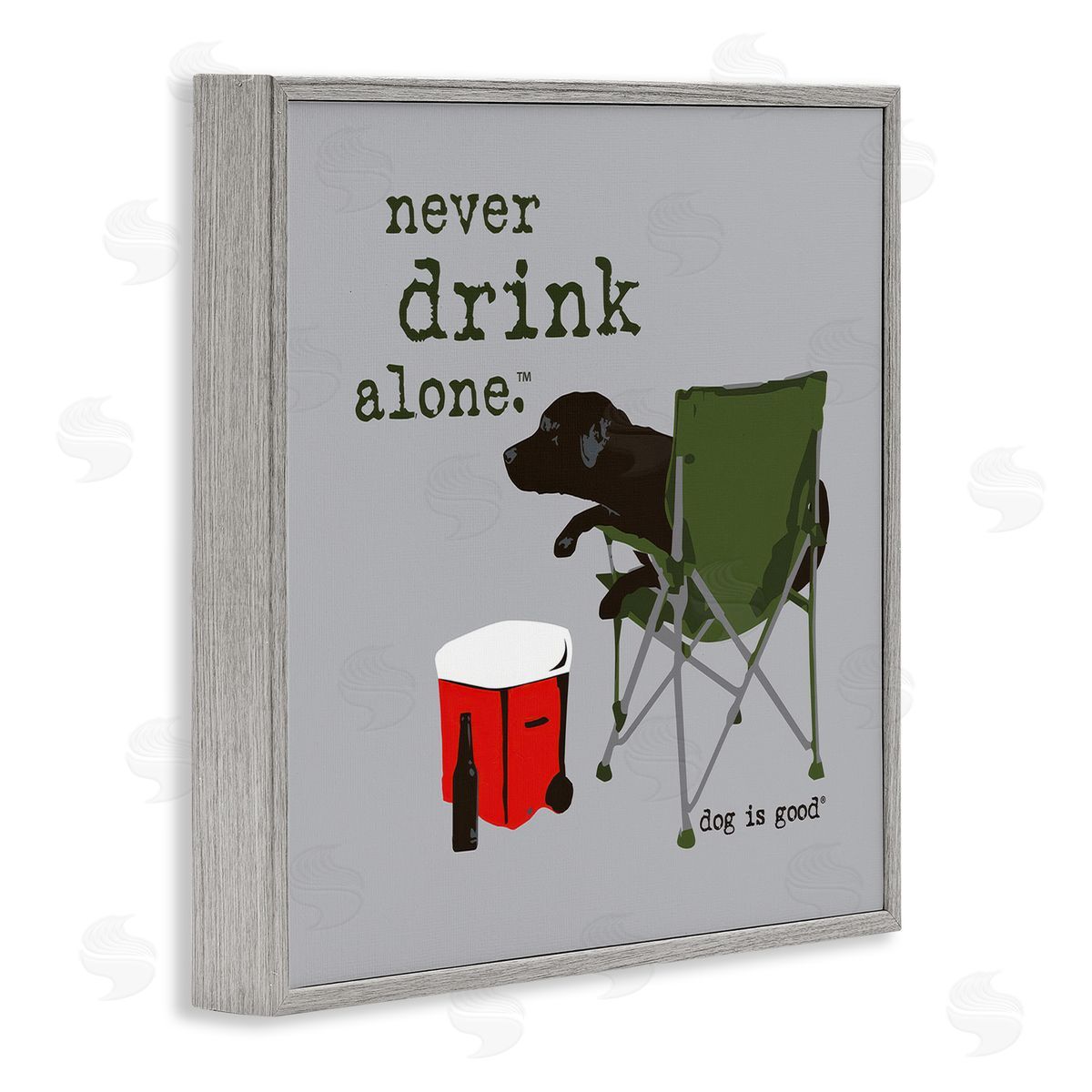 Dog Is Good Never Drink Alone Dog Gray Framed Giclee Wall Art Print