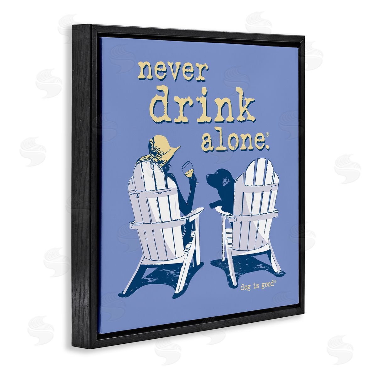 Dog Is Good Girl & Dog Drink Alone Black Floating Frame Canvas Wall Art Print