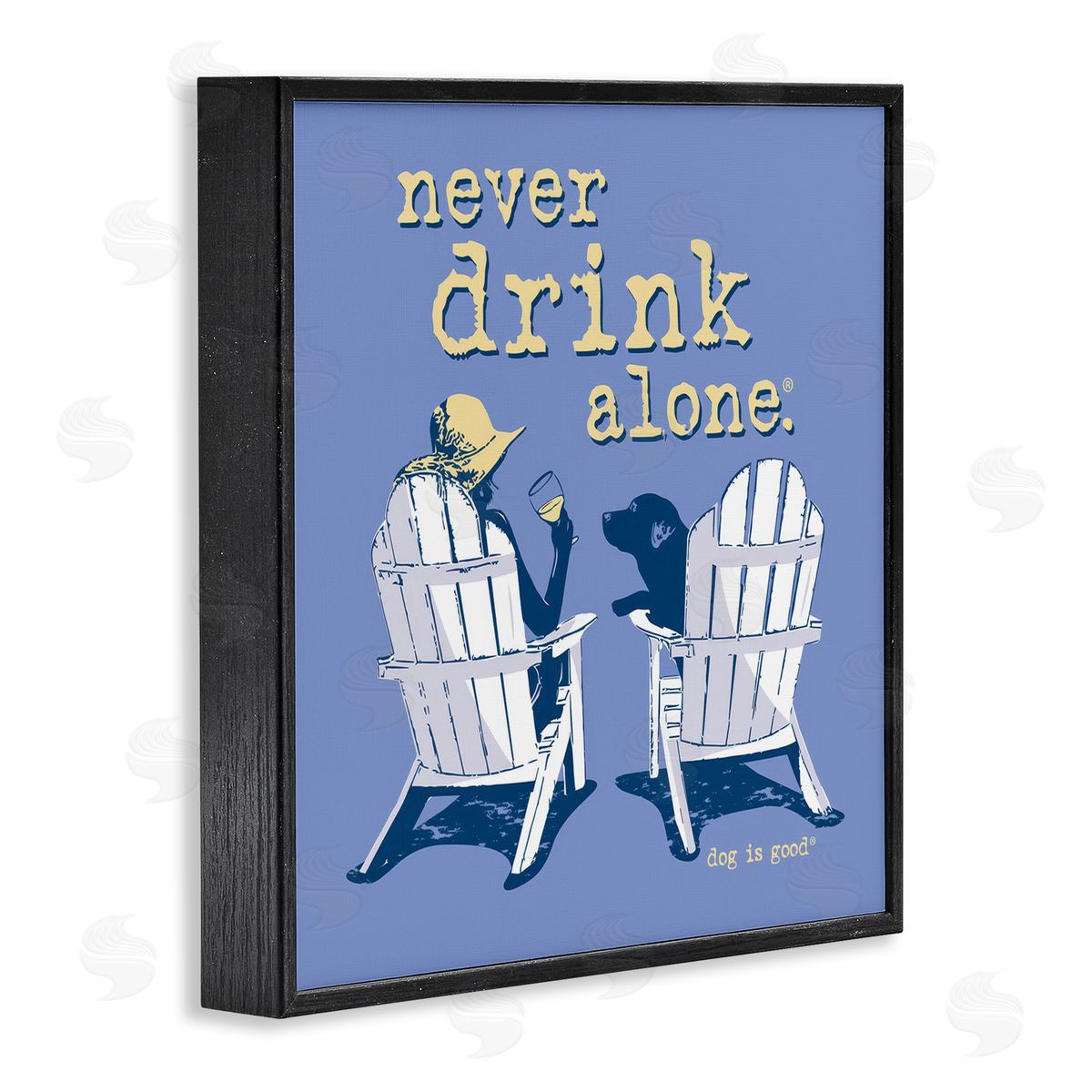 Dog Is Good Girl & Dog Drink Alone Black Framed Giclee Wall Art Print