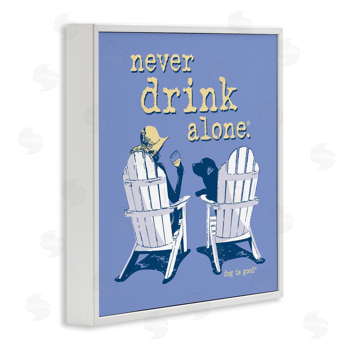 Dog Is Good Girl & Dog Drink Alone White Framed Giclee Wall Art Print