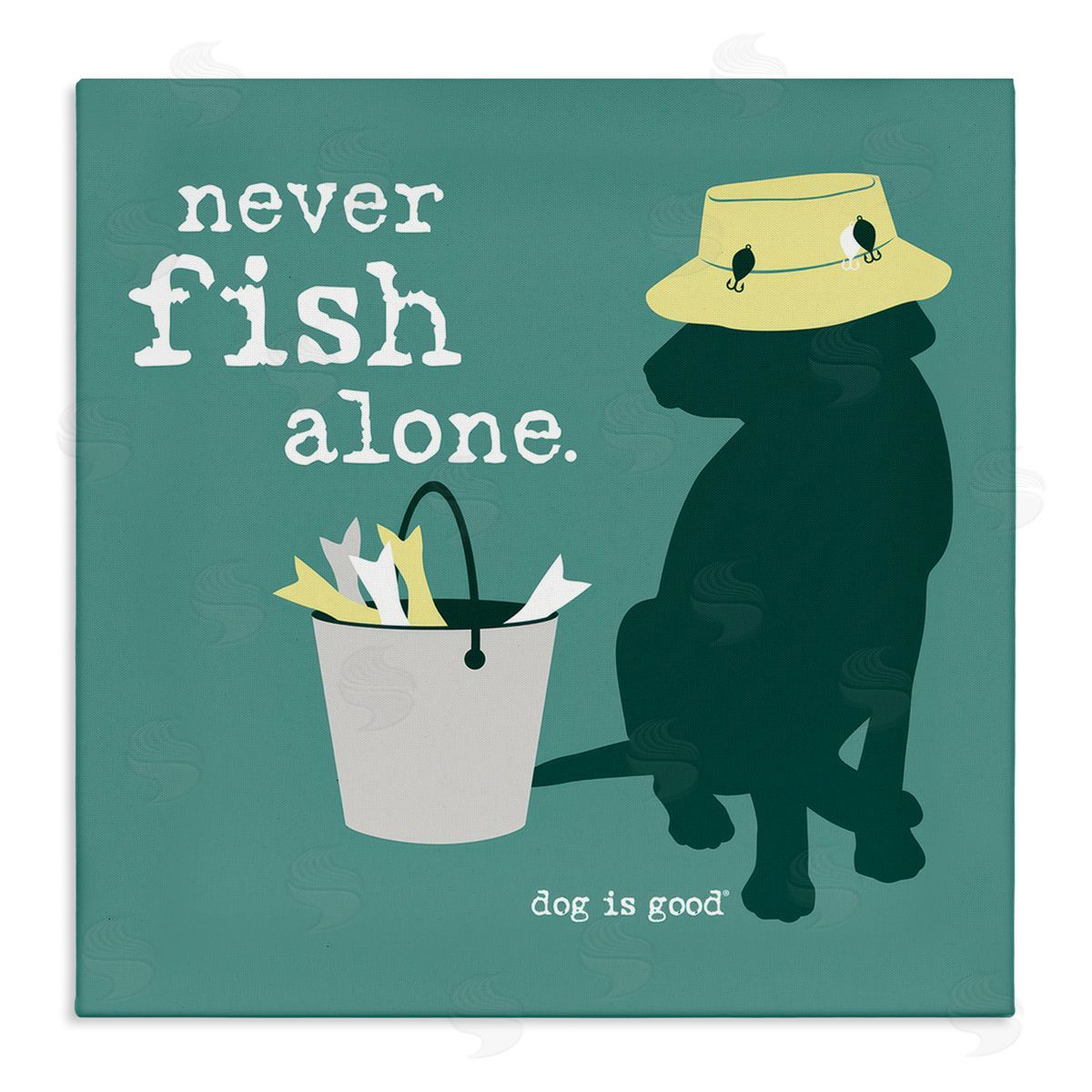Dog Is Good Never Fish Alone Dog Canvas Wall Art Print