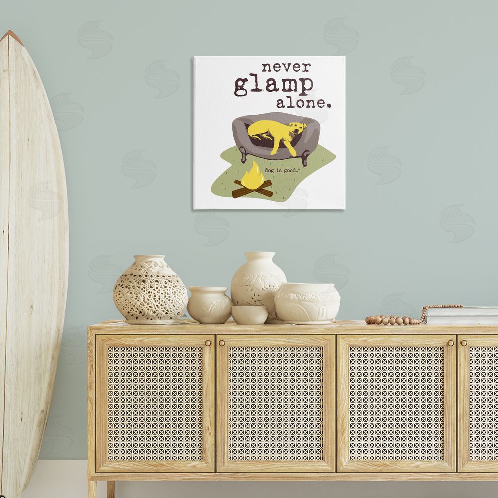 Dog Is Good Never Glamp Alone Dog Canvas Wall Art Print in Room