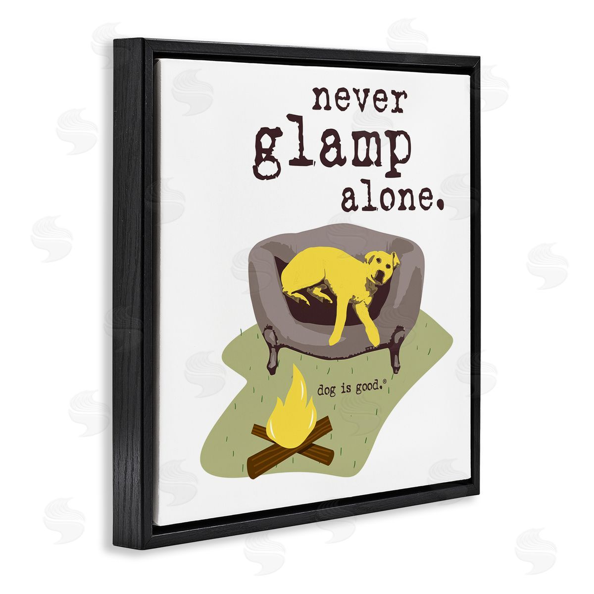 Dog Is Good Never Glamp Alone Dog Black Floating Frame Canvas Wall Art Print