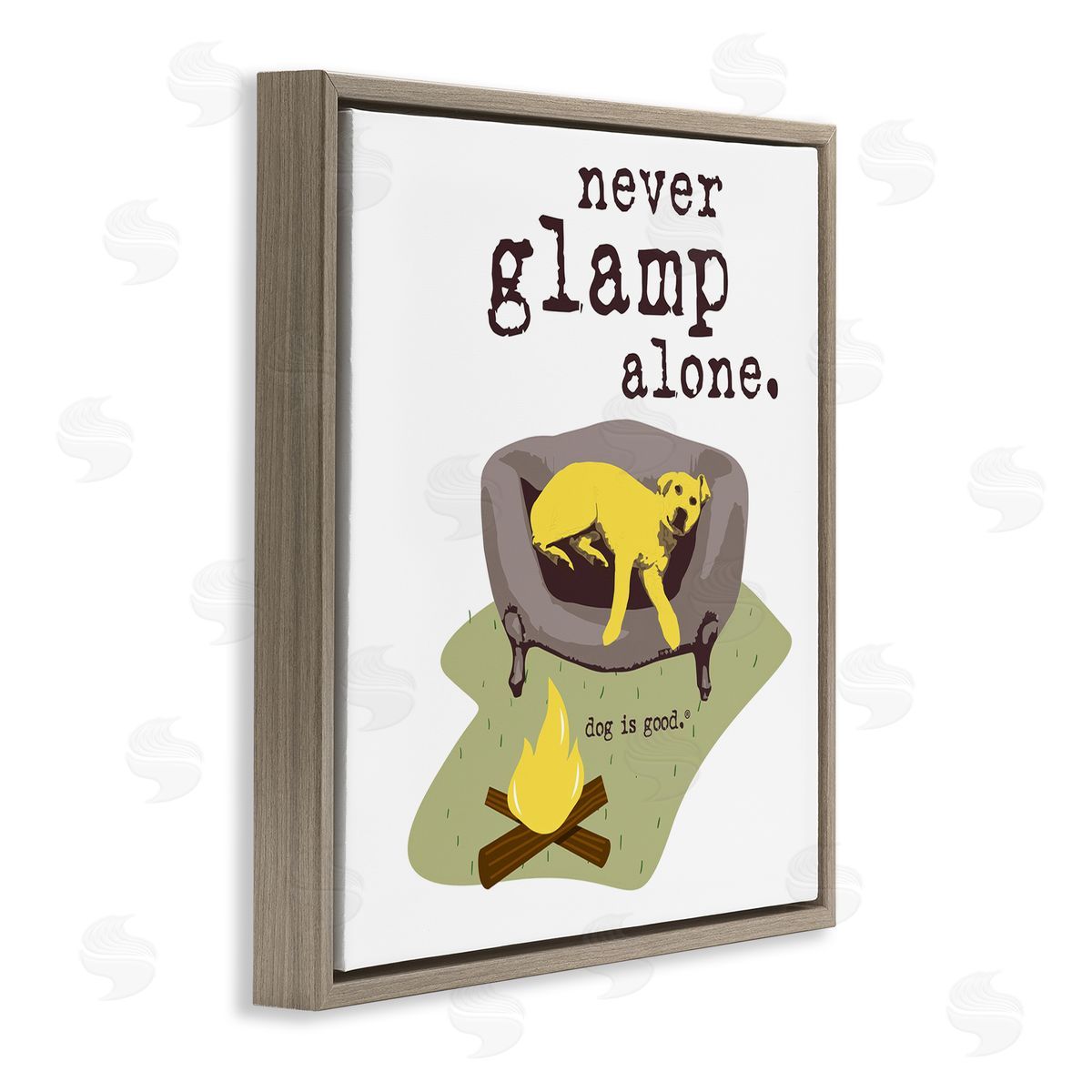 Dog Is Good Never Glamp Alone Dog Brown Floating Frame Canvas Wall Art Print
