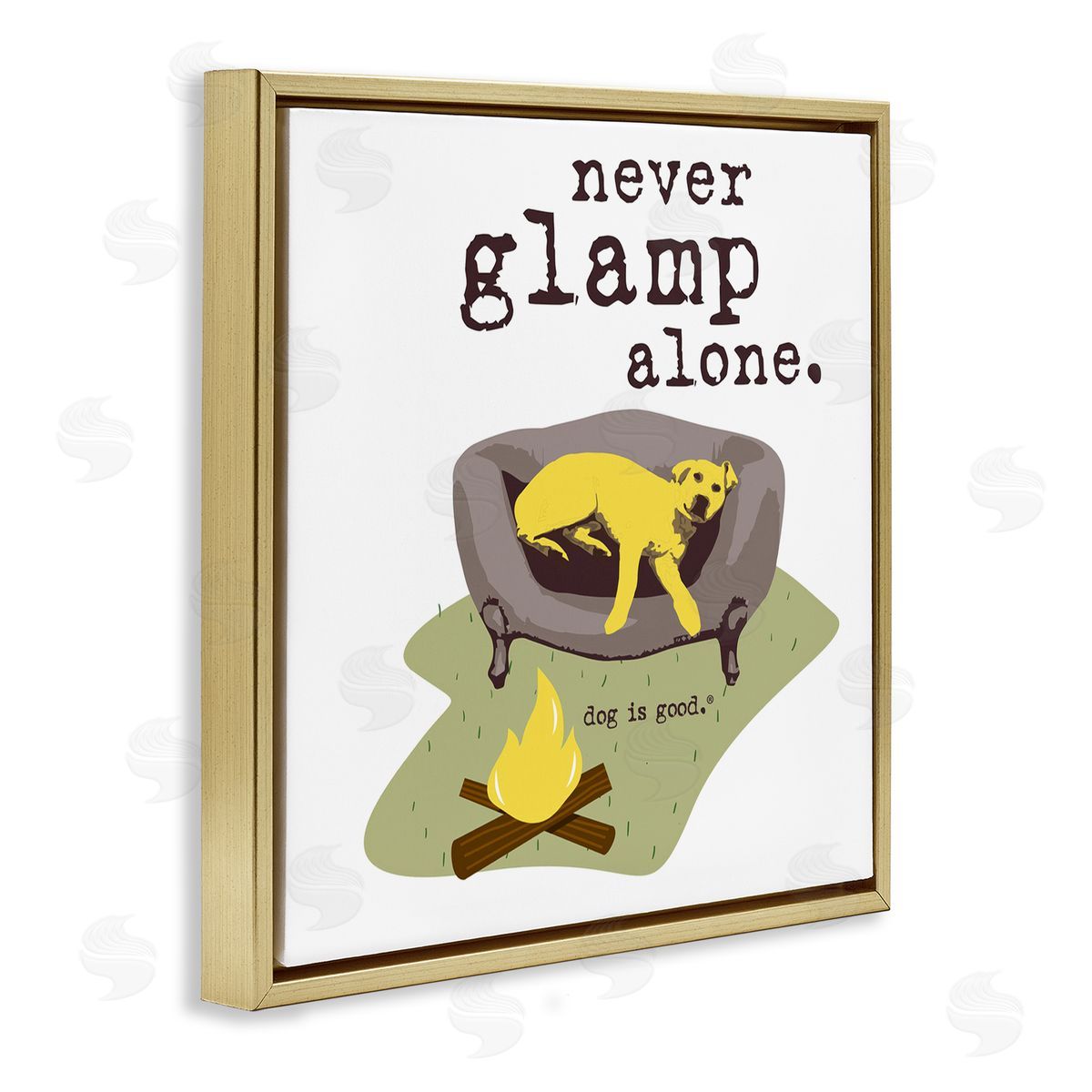 Dog Is Good Never Glamp Alone Dog Gold Floating Frame Canvas Wall Art Print
