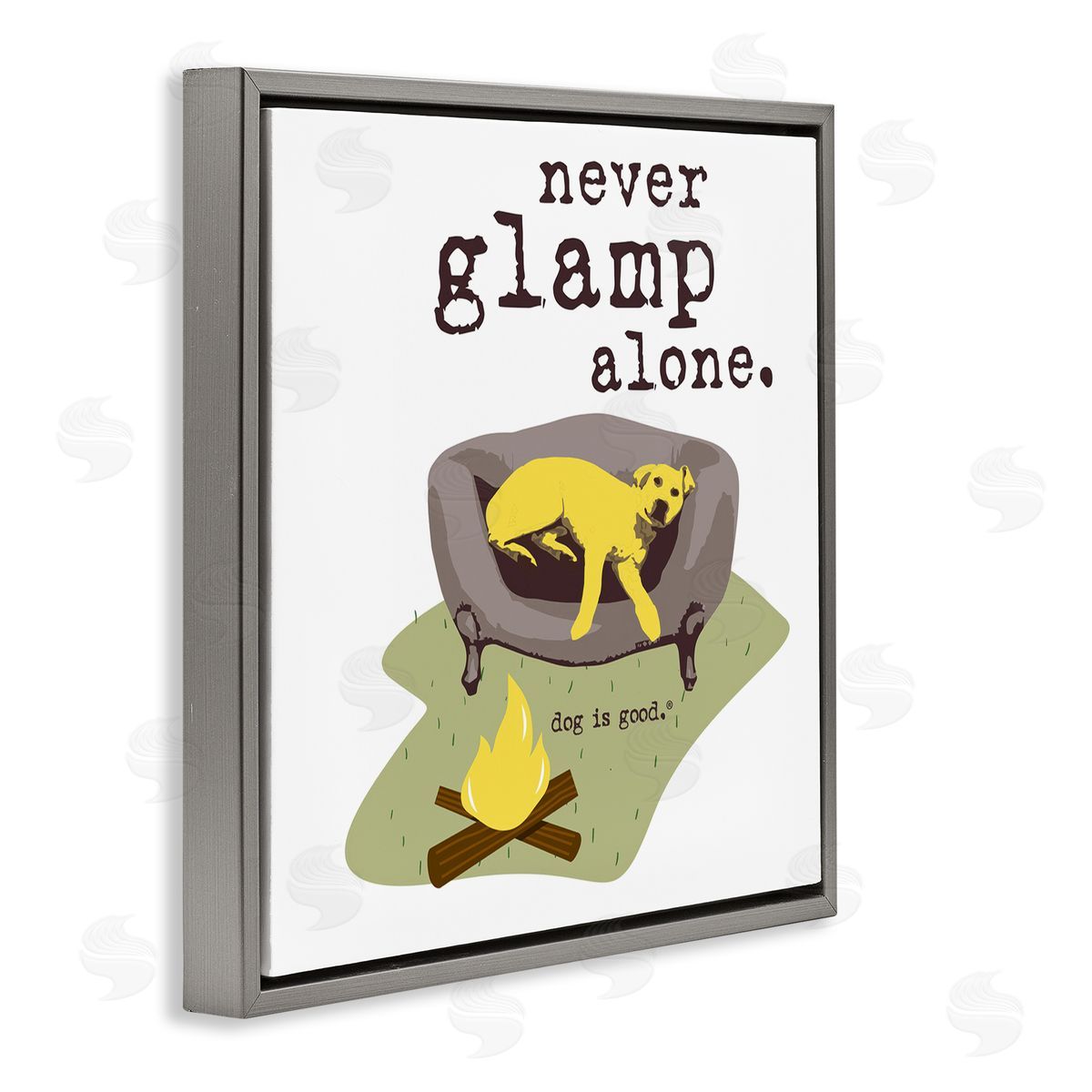 Dog Is Good Never Glamp Alone Dog Gray Floating Frame Canvas Wall Art Print