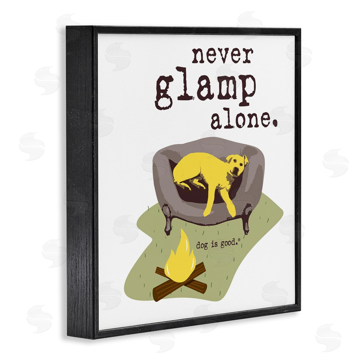 Dog Is Good Never Glamp Alone Dog Black Framed Giclee Wall Art Print