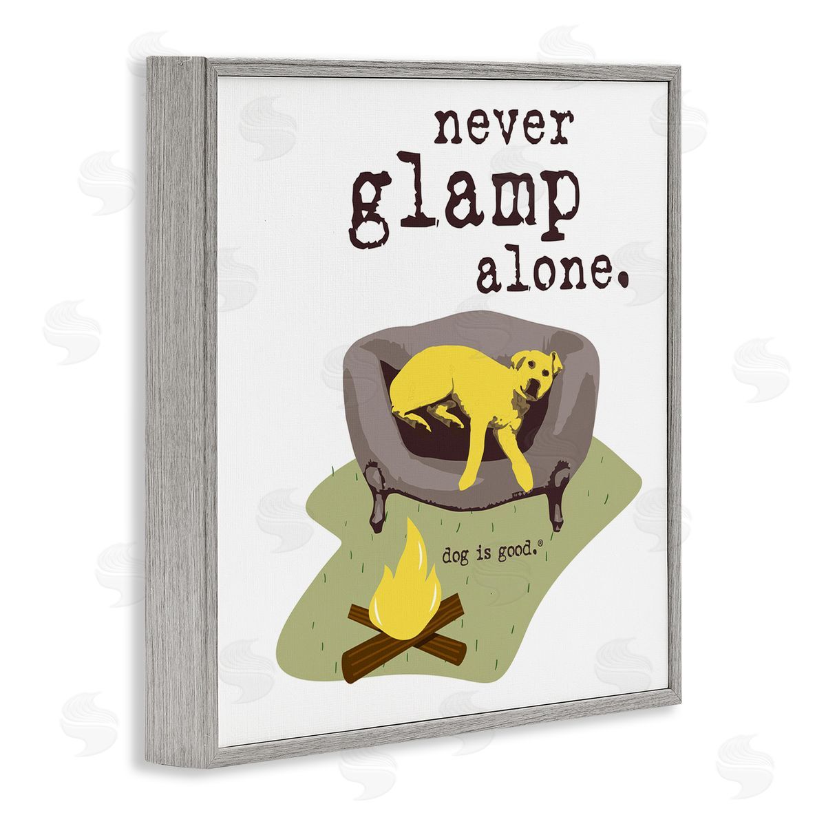 Dog Is Good Never Glamp Alone Dog Gray Framed Giclee Wall Art Print