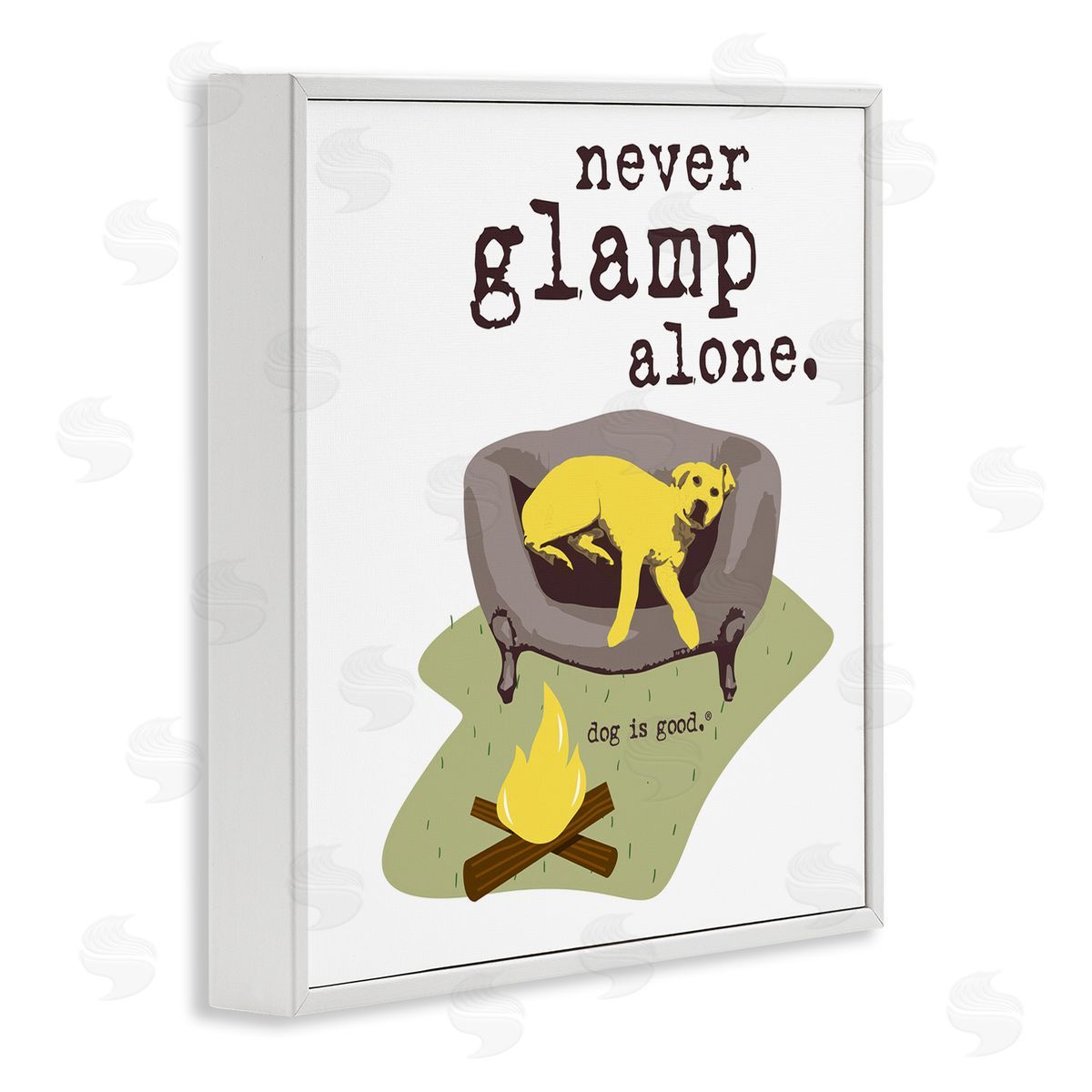 Dog Is Good Never Glamp Alone Dog White Framed Giclee Wall Art Print
