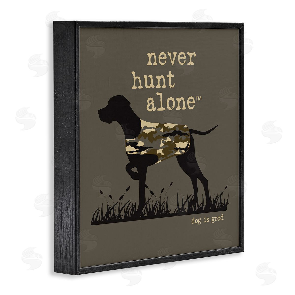 Dog Is Good Never Hunt Alone Dog Black Framed Giclee Wall Art Print