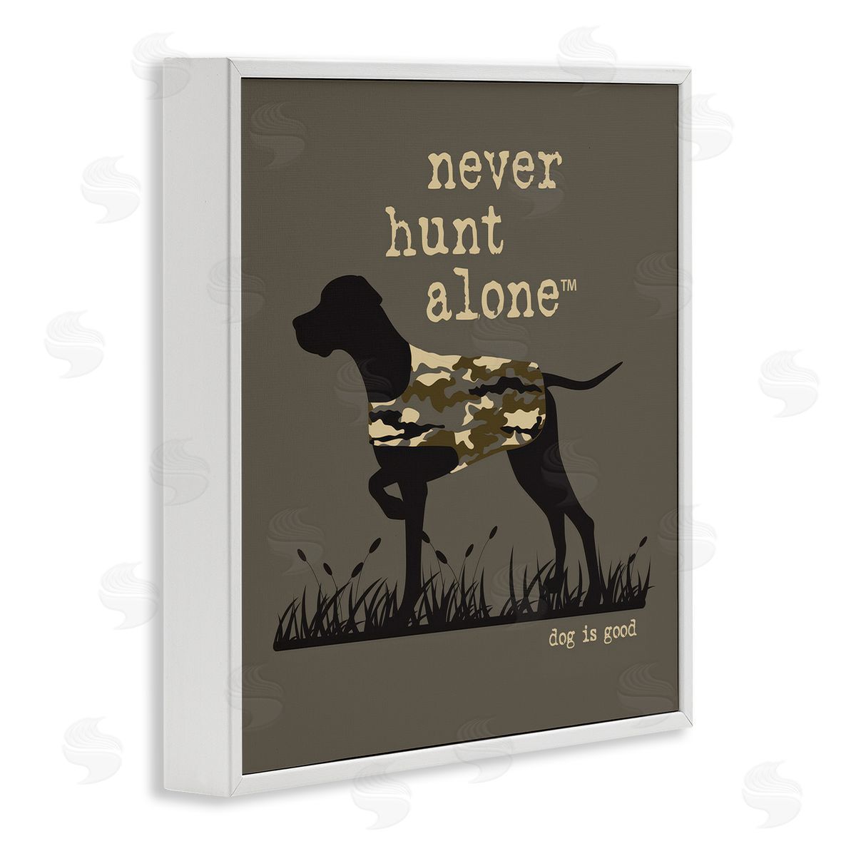 Dog Is Good Never Hunt Alone Dog White Framed Giclee Wall Art Print