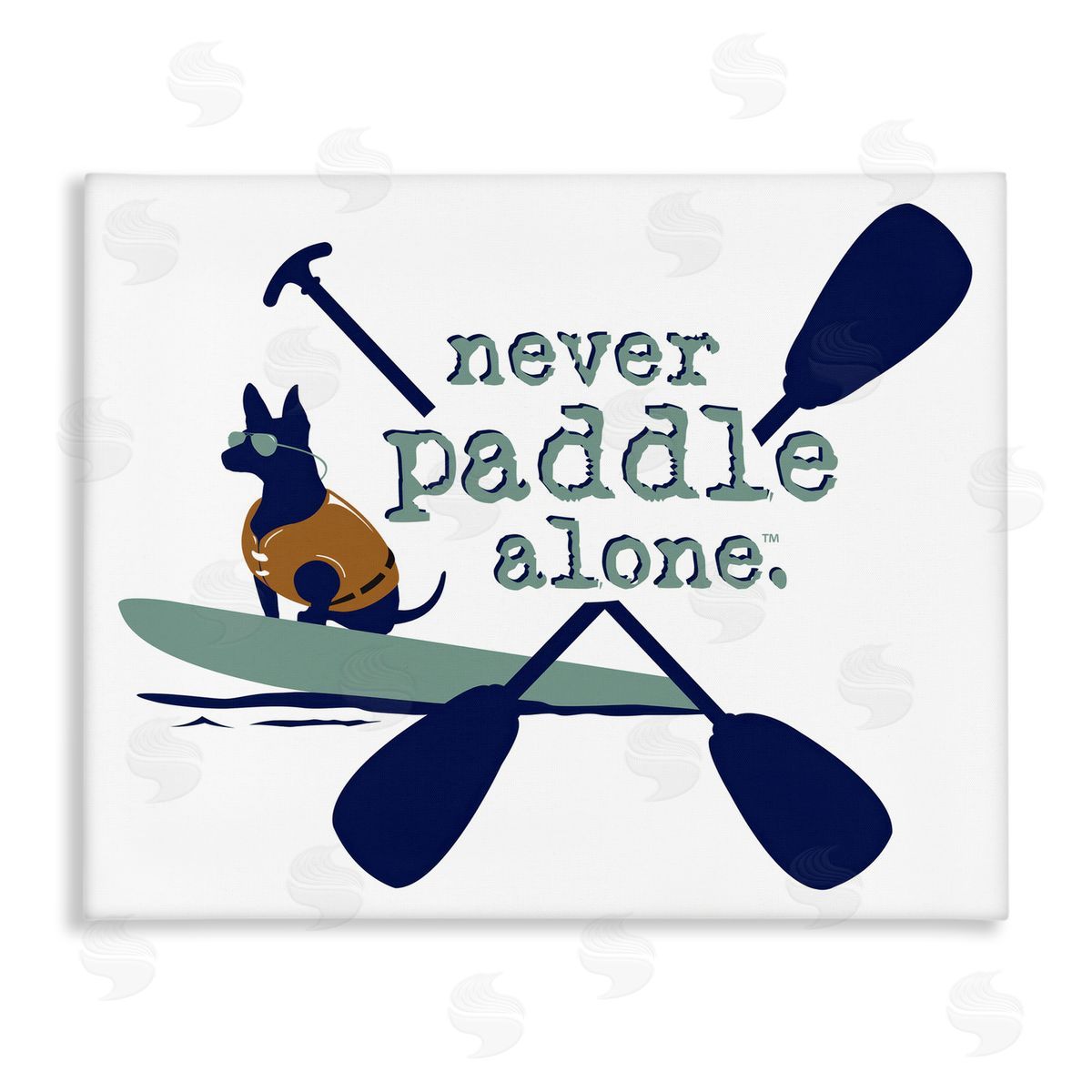 Dog Is Good Never Paddle Alone with Dog Canvas Wall Art Print
