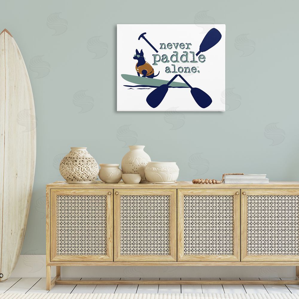 Dog Is Good Never Paddle Alone with Dog Canvas Wall Art Print in Room