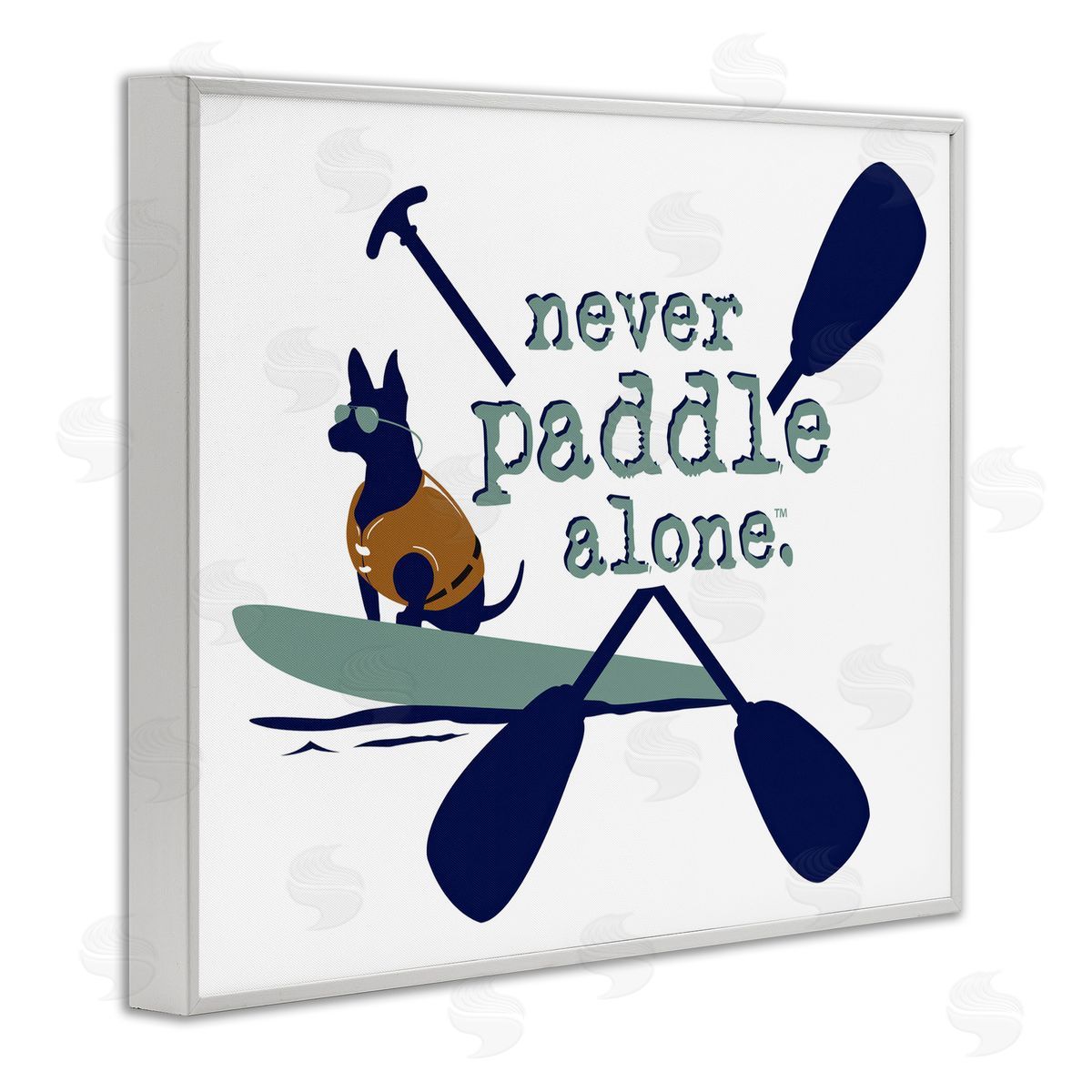 Dog Is Good Never Paddle Alone with Dog White Framed Giclee Wall Art Print