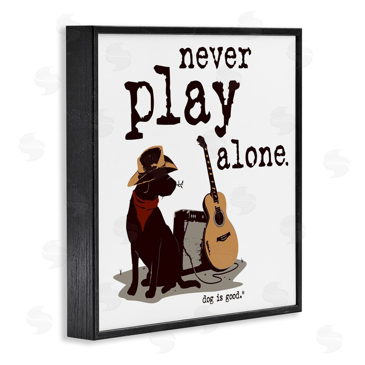 Dog Is Good Never Play Music Alone Black Framed Giclee Wall Art Print