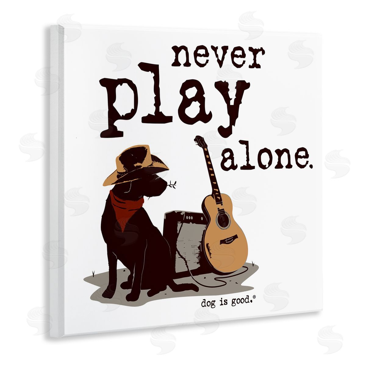 Dog Is Good Never Play Music Alone Wooden Wall Plaque Art Print