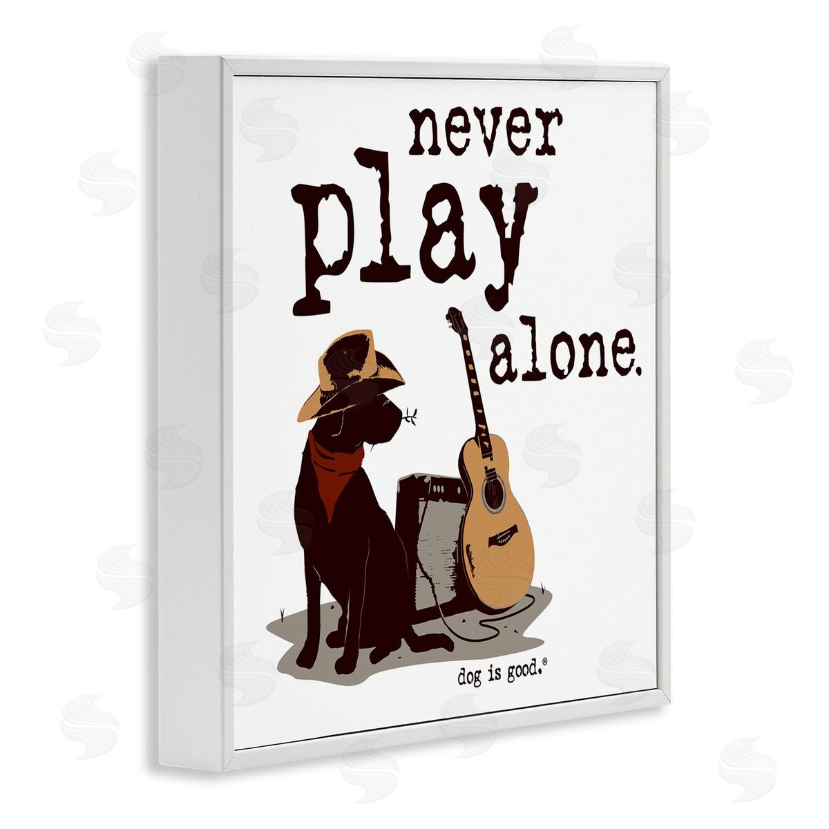 Dog Is Good Never Play Music Alone White Framed Giclee Wall Art Print