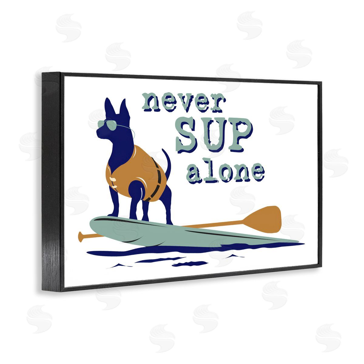 Dog Is Good Never Paddleboard Alone Dog Black Framed Giclee Wall Art Print