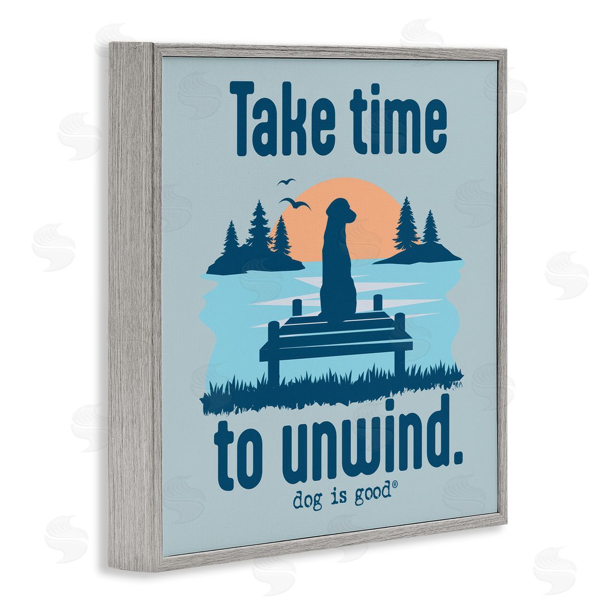 Dog Is Good Take Time to Unwind Gray Framed Giclee Wall Art Print