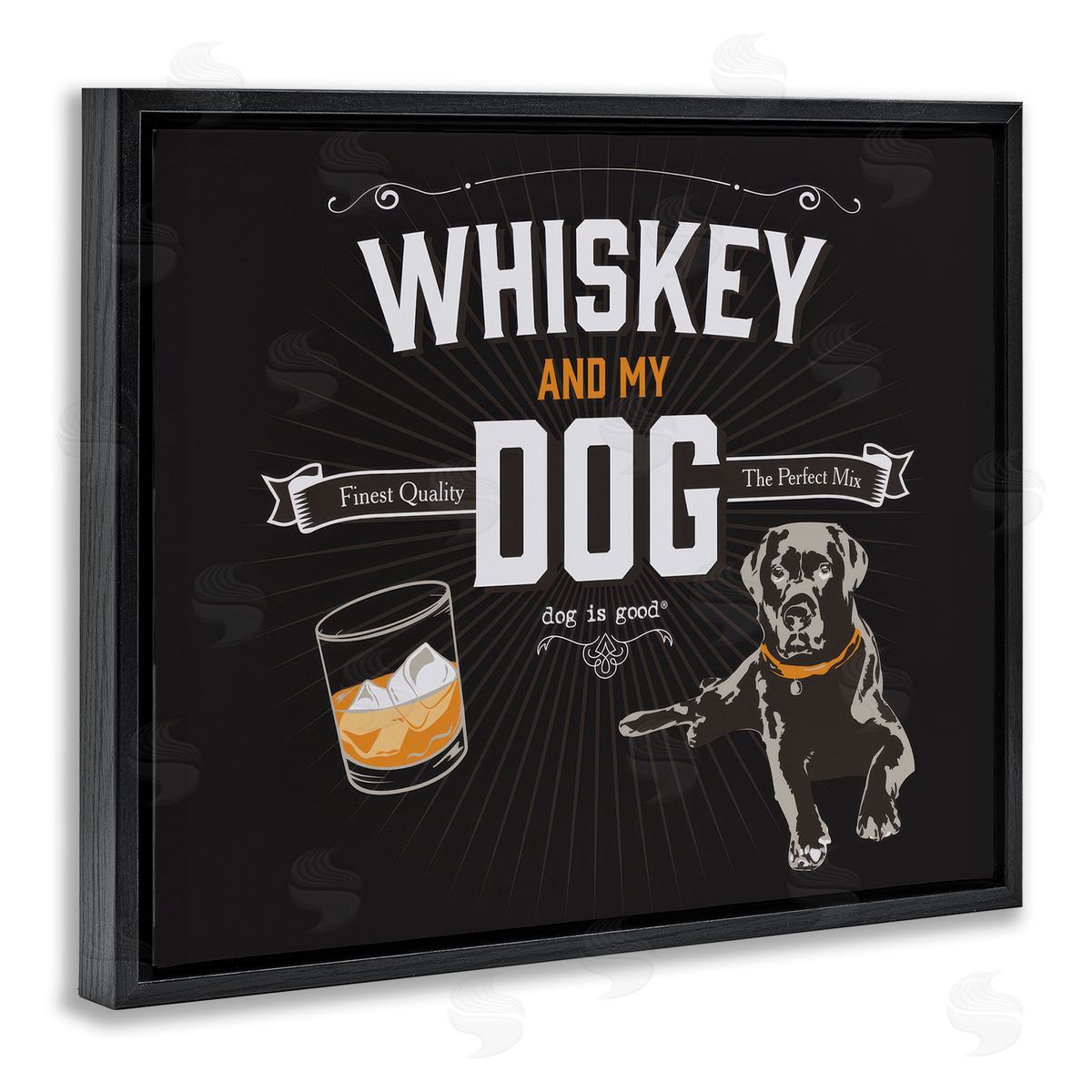 Dog Is Good Whiskey & My Dog Black Floating Frame Canvas Wall Art Print